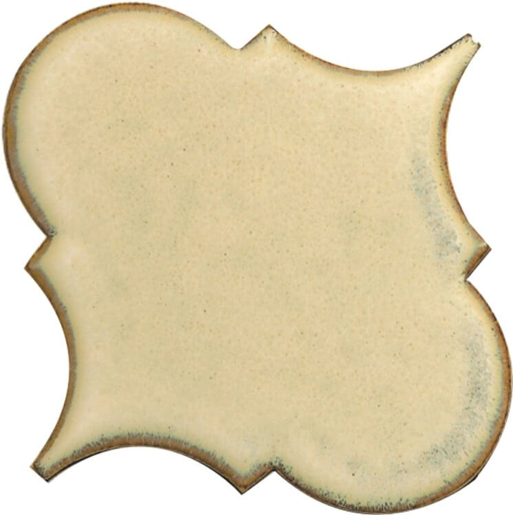 Calabash Ivory Large 12x12 handmade porcelain arabesque tile in beige color for pool use.
