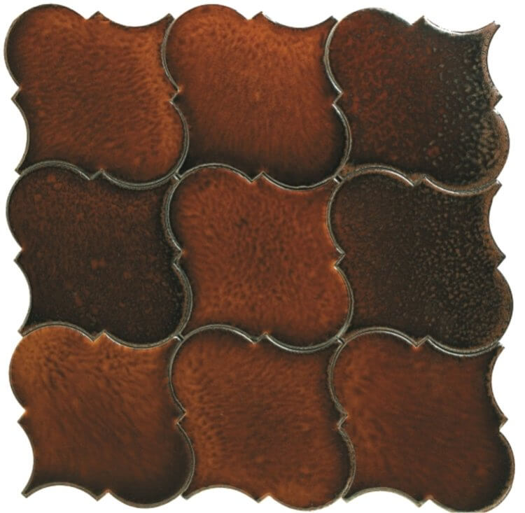 Calabash Red 6 x 6 porcelain arabesque tile, handmade, pool rated, 3/8 in thick, sold individually.