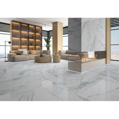 Calacatta Fantasy Acqua Polished 48 x 48 - Hexagon Interiors