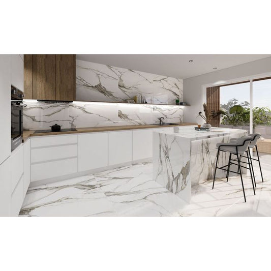 Calacatta Fantasy Topo Polished 48 x 48 - Hey Tiles