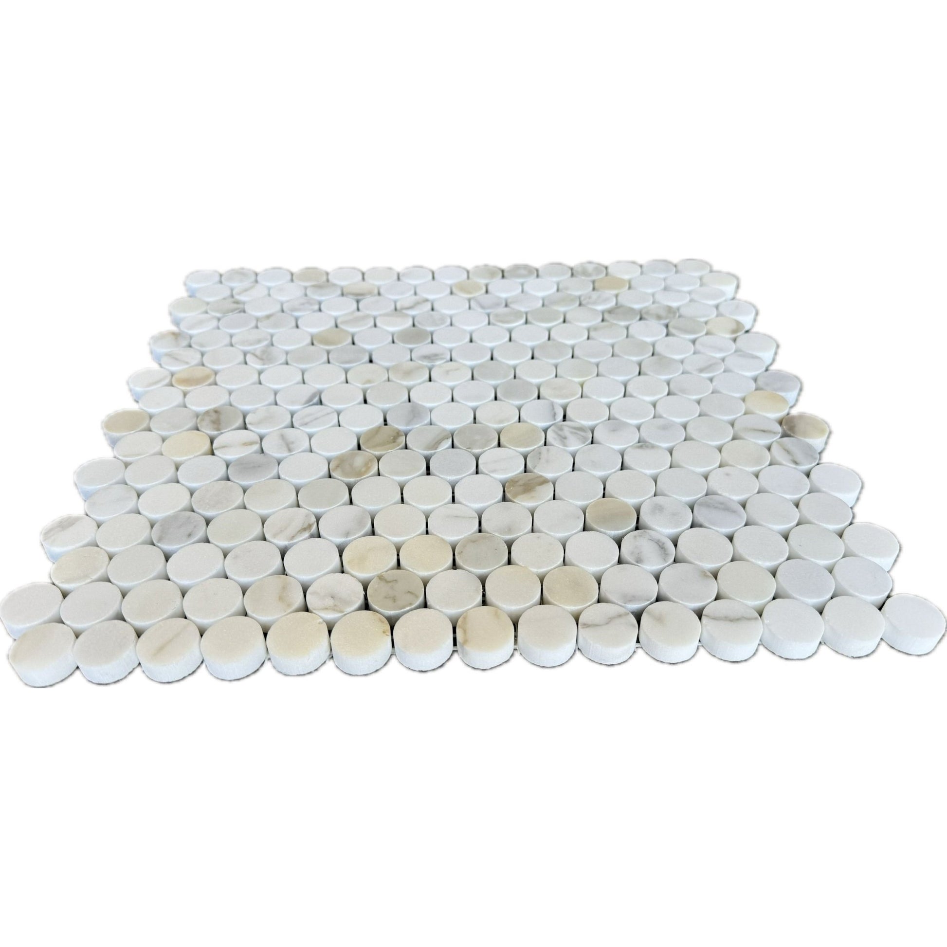 Calacatta Gold Marble Penny Round Mosaic - Hey Tiles