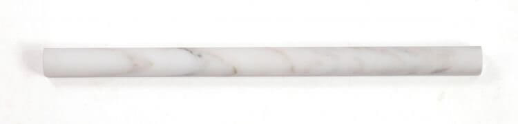 Calacatta Gold honed pencil trim piece 0.75 x 12 inches; white and gold linear marble design, perfect for elegant decor.