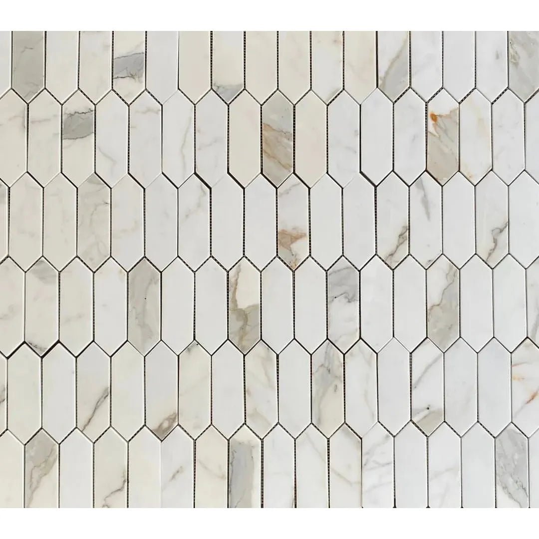 Calacatta Gold Picket Polished Mosaic 11.75 x 15 - Hey Tiles