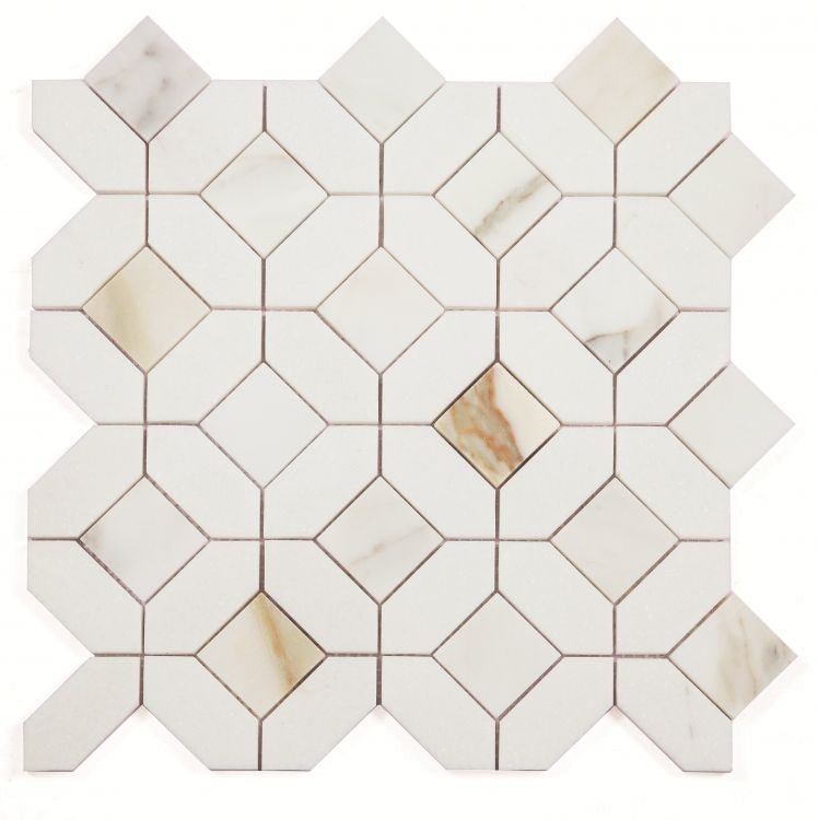 Calacatta Gold Polished Eclipse Hexagon Mosaic Tile - Hey Tiles