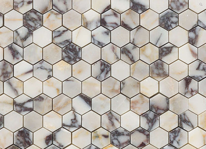 Calacatta Viola 2" Hexagon Marble Mosaic Tile - Hey Tiles
