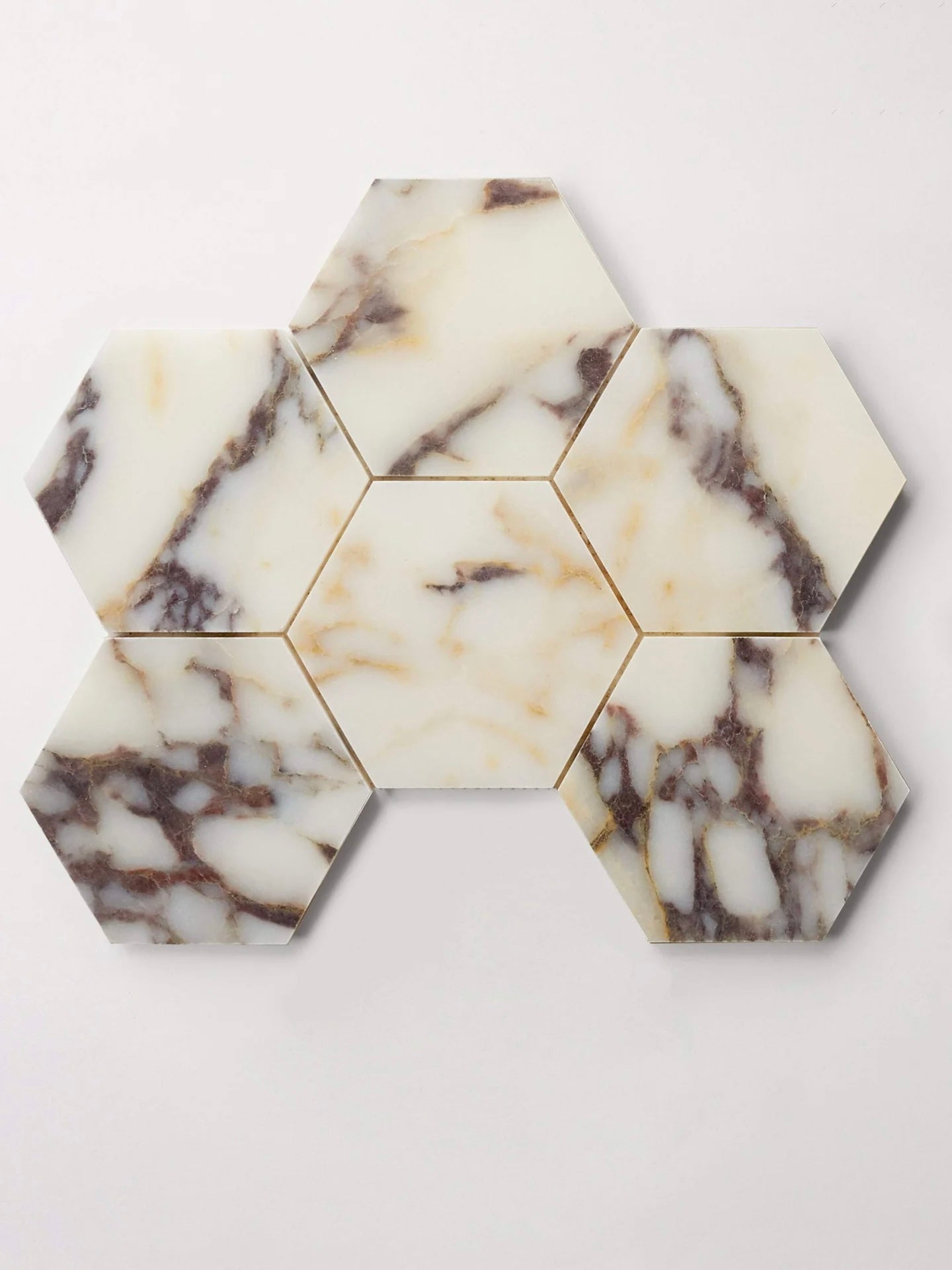 Calacatta Viola Polished 3″ Hexagon Mosaic Tile - Hey Tiles