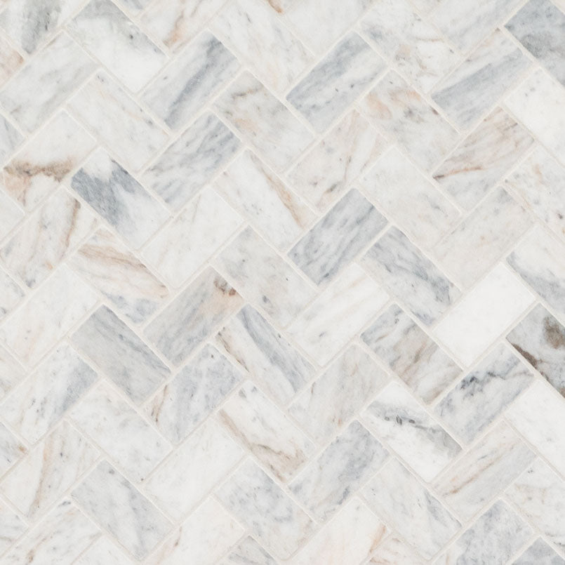 MSI Capri Blue 1x2 herringbone honed mosaic