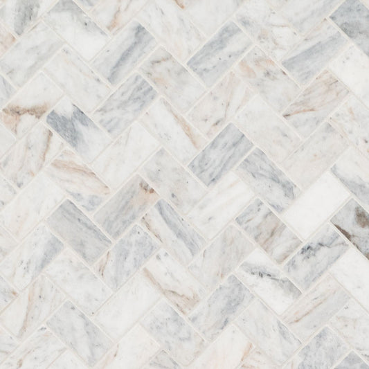 MSI Capri Blue 1x2 herringbone honed mosaic