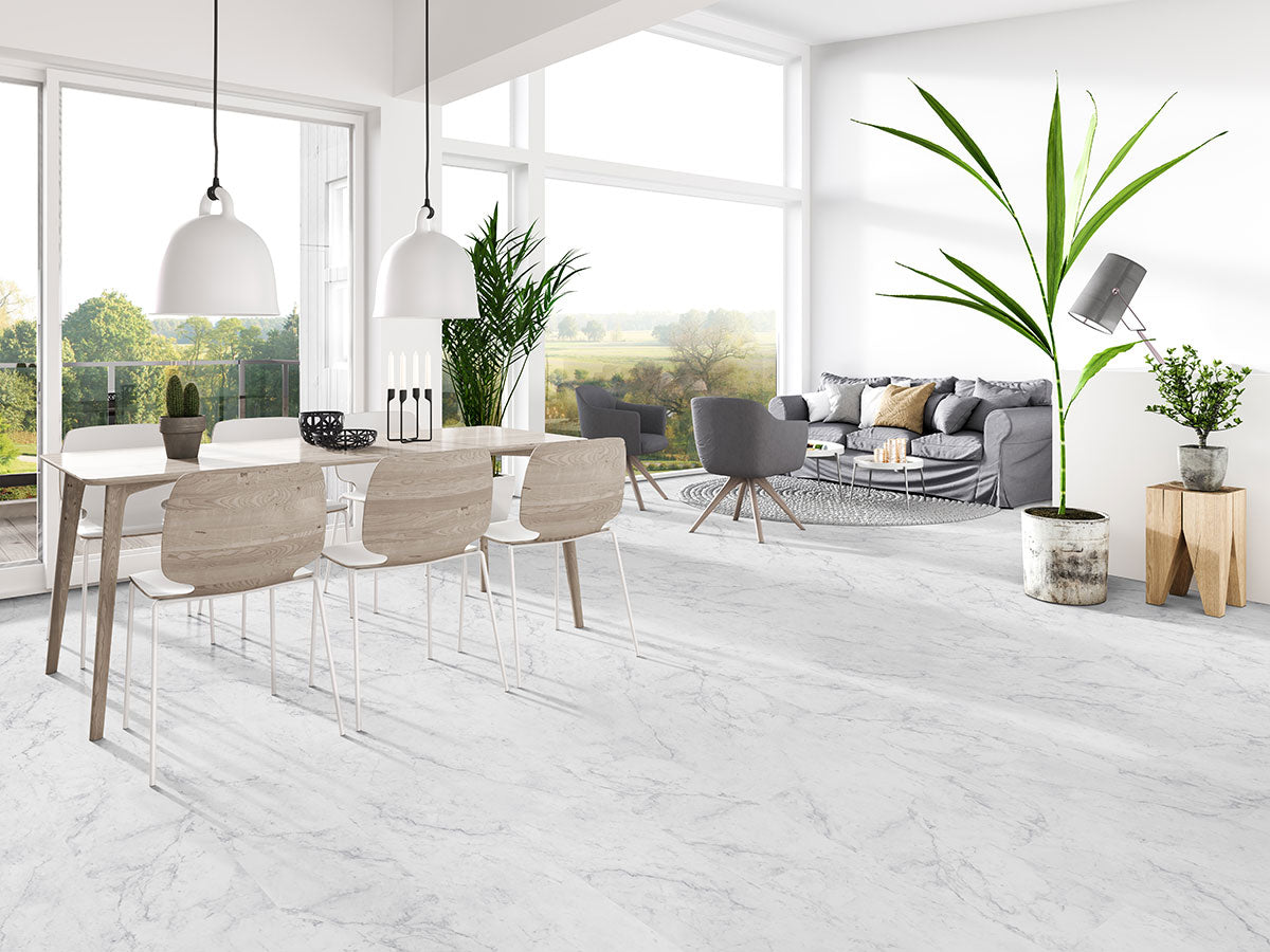 MSI Trecento Carrara Avell 12x24 luxury vinyl flooring – room scene