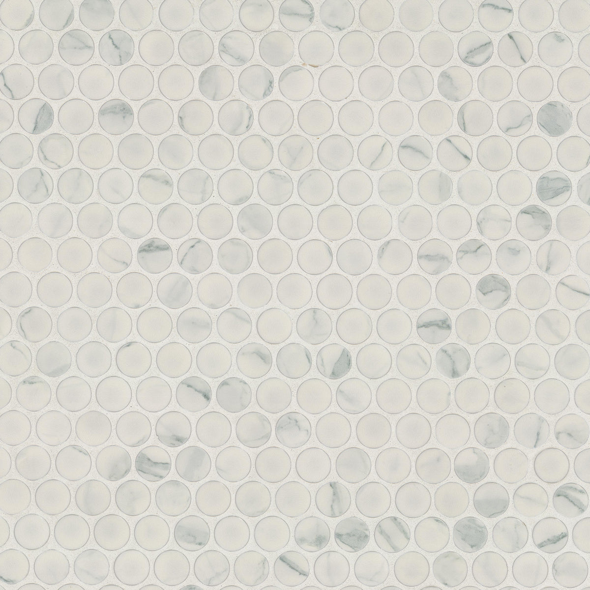 MSI Carrara Matte Penny Round mosaic detail