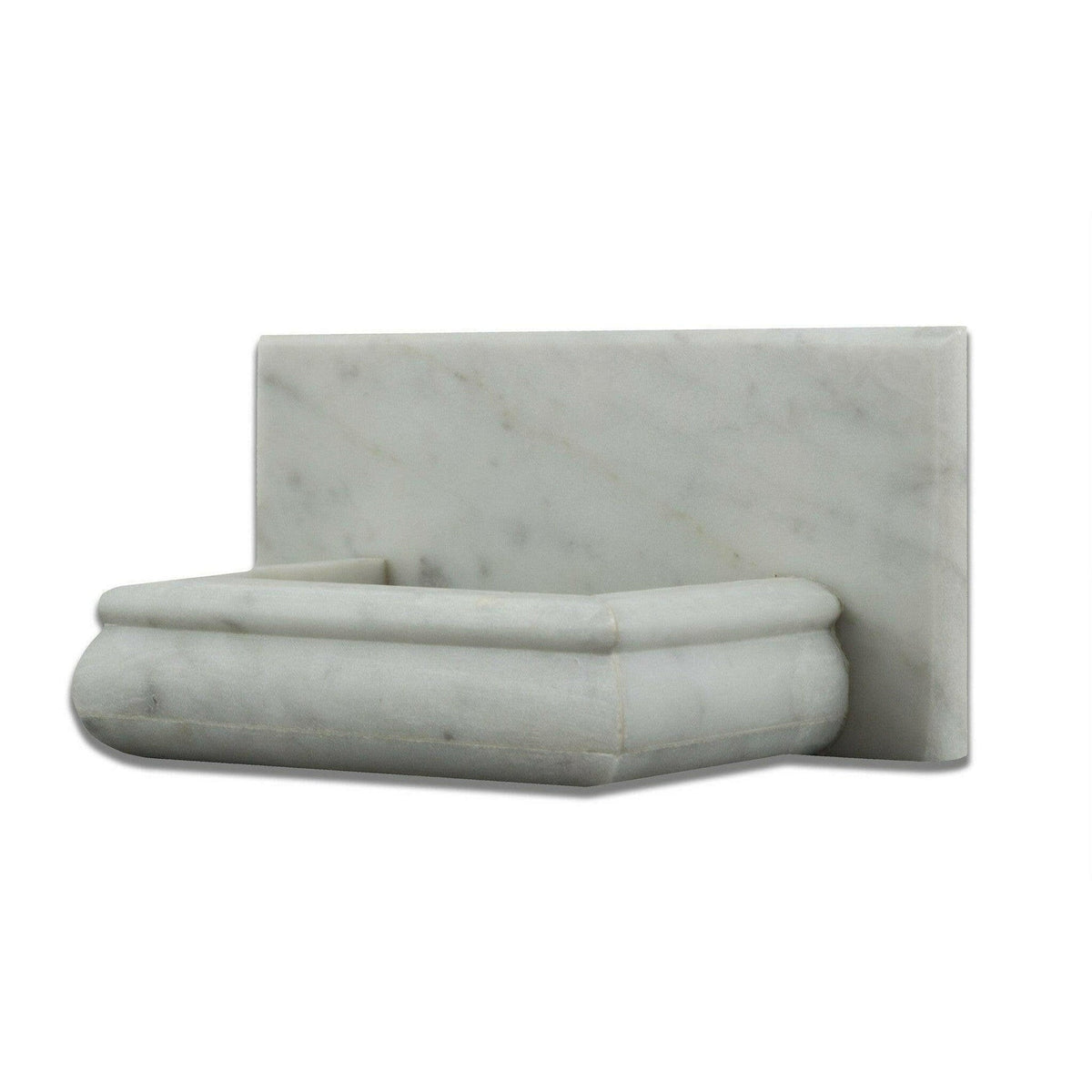 Carrara White marble honed soap holder front angle