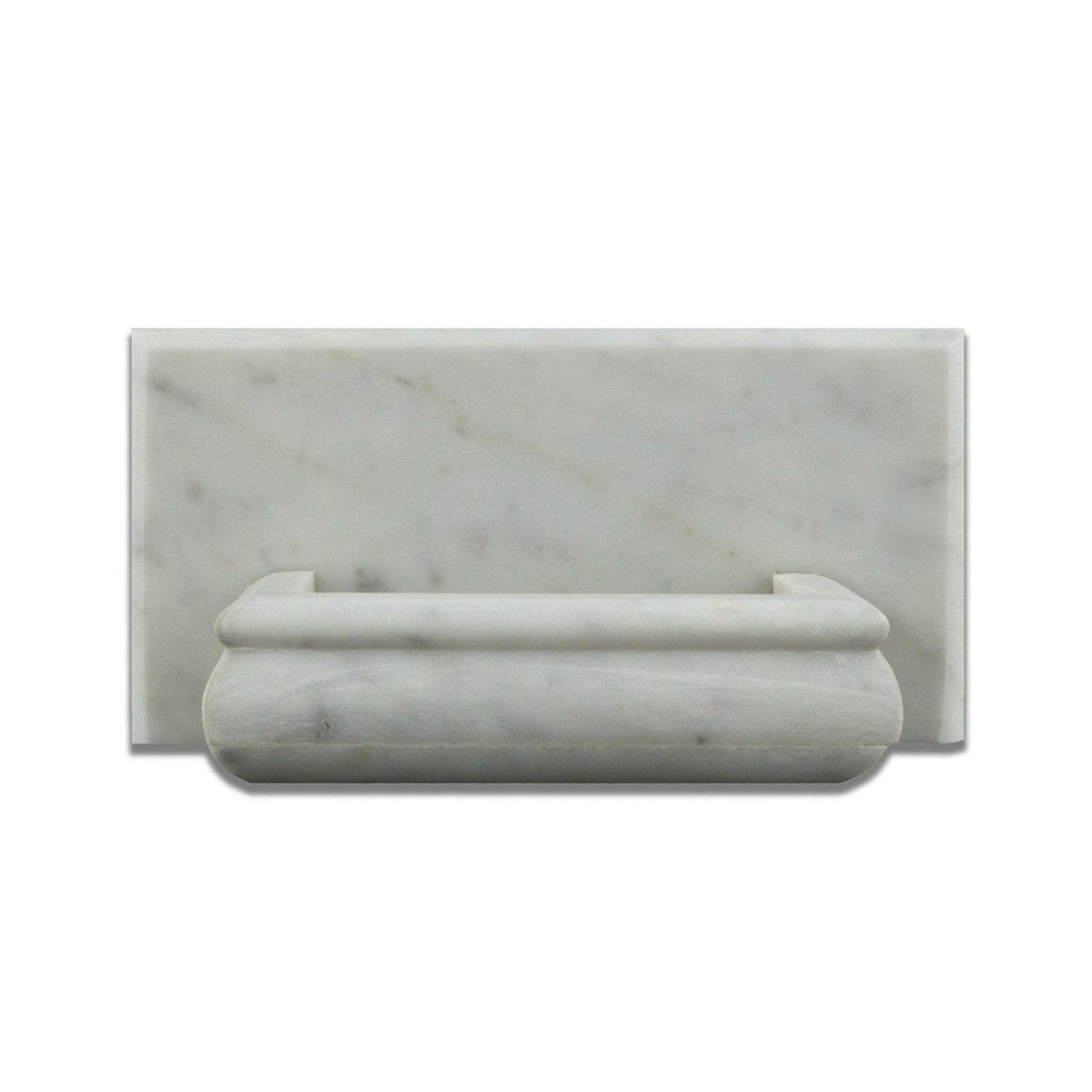 Carrara White marble honed soap holder front view