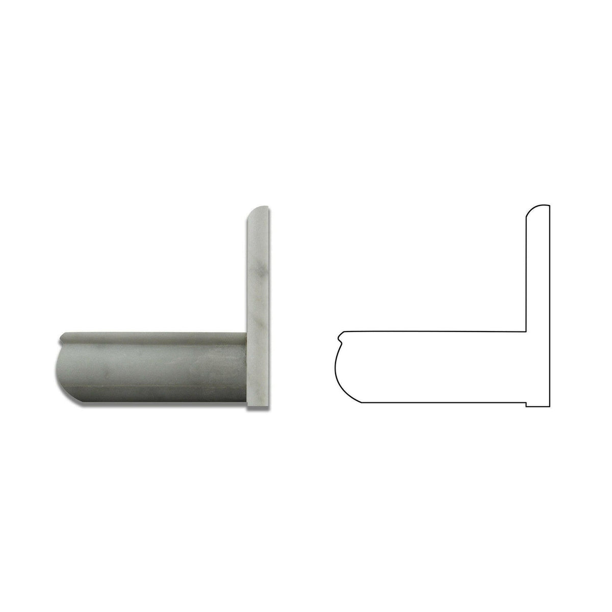 Carrara White marble honed soap holder technical profile