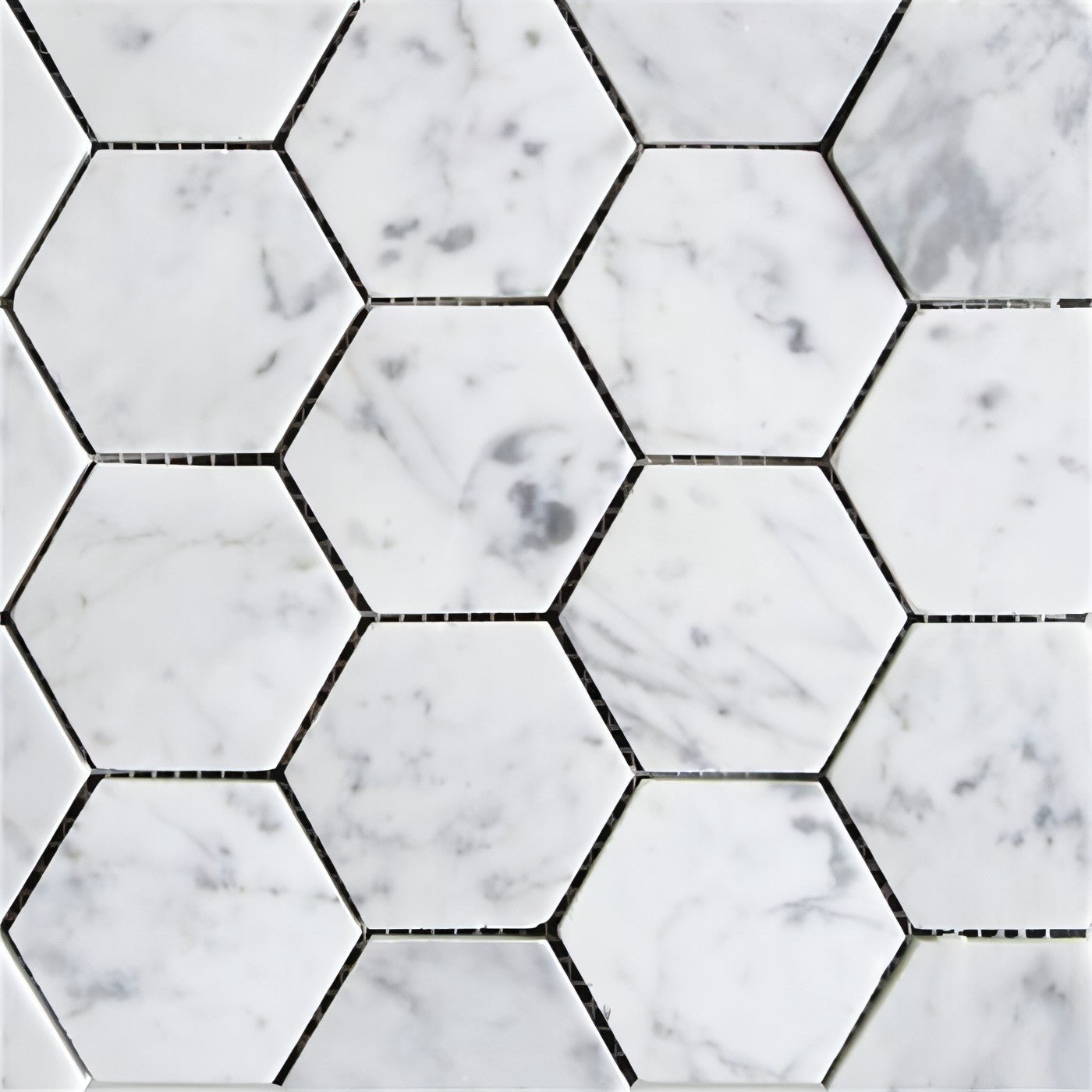 Carrara White Marble 3" Hexagon Mosaic Tile - Hey Tiles