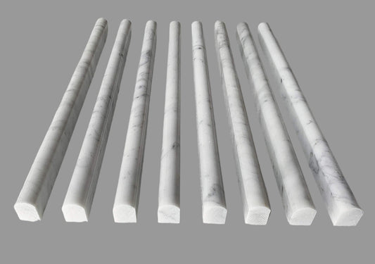 Carrara White Marble Polished 3/4 X 12 Bullnose Liner - Hey Tiles