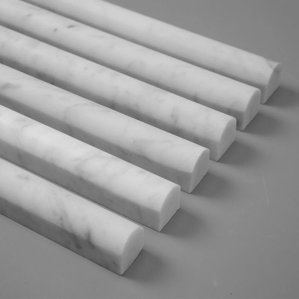 Carrara White Pencil Molding 3/4 x 12 - Hey Tiles