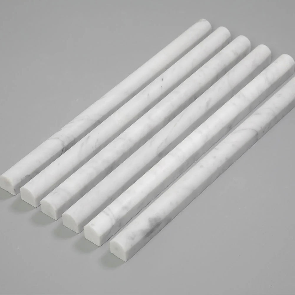 Carrara White Pencil Molding 3/4 x 12 - Hey Tiles