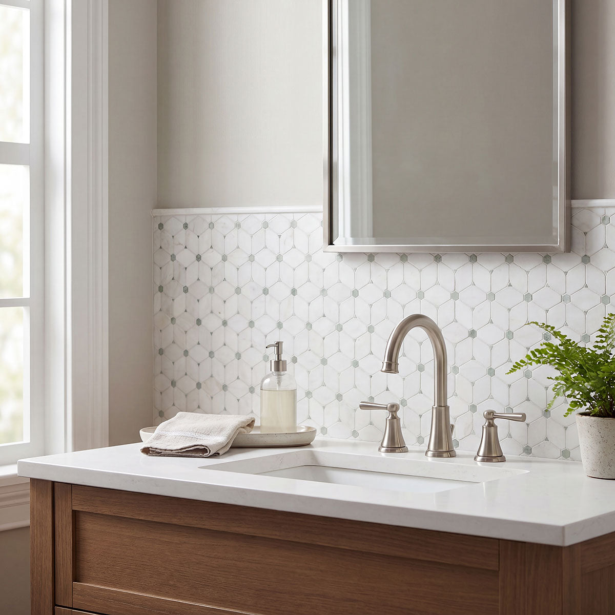 MSI Cecily Verdant Green Honed bathroom installation
