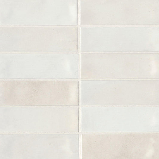 Celine 2" x 6" Porcelain Floor & Wall Tile in White - Hey Tiles