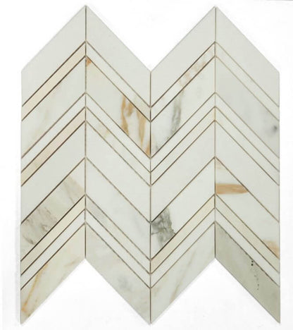 Chevron Ravenna Calacatta 11.75 x 12.25 - Hey Tiles