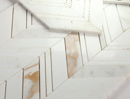Chevron Ravenna Calacatta 11.75 x 12.25 - Hey Tiles