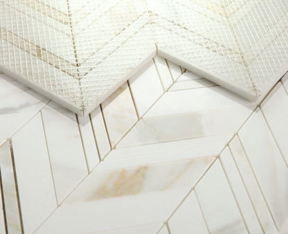 Chevron Ravenna Calacatta 11.75 x 12.25 - Hey Tiles