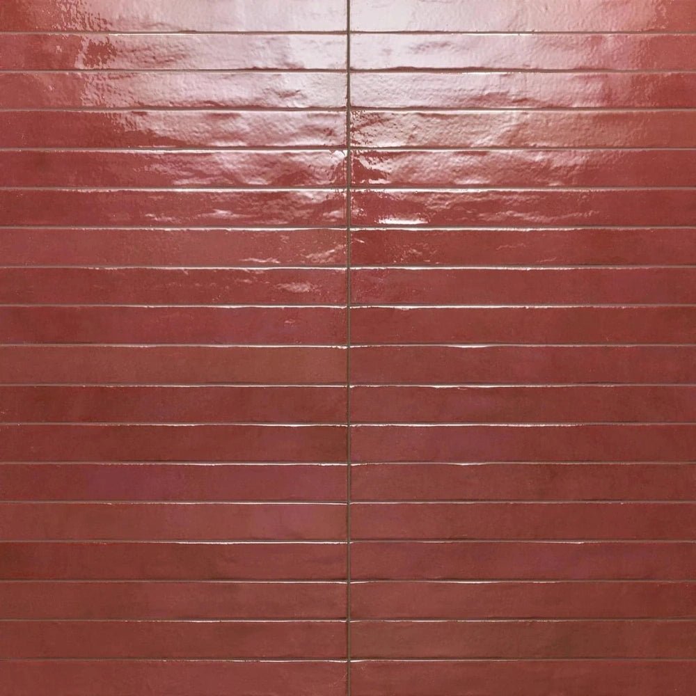 Chroma 2" x 18" Glossy Porcelain Field Tile in Red - Hey Tiles