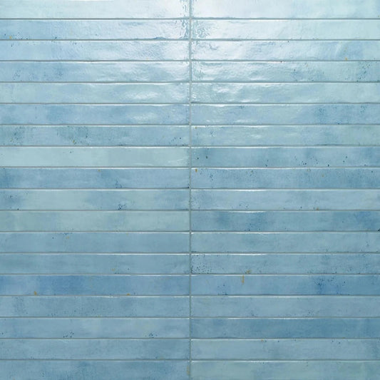 Chroma 2" x 18" Glossy Porcelain Field Tile in Sky - Hey Tiles