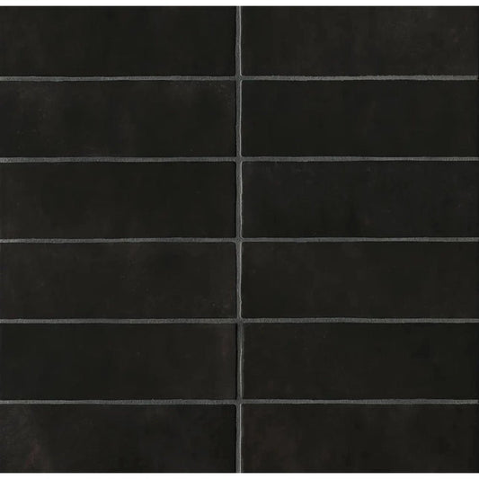 Cloe 2.5" x 8" Ceramic Tile in Black - Hey Tiles