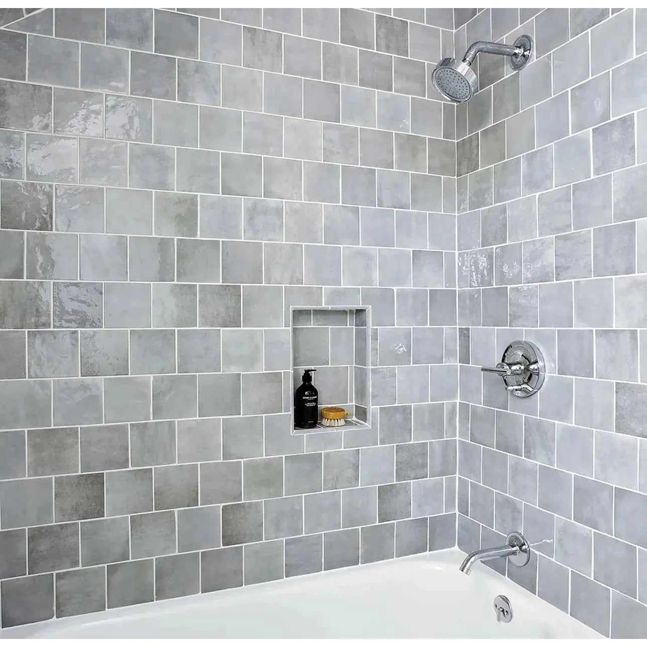 Cloe 5" x 5" Ceramic Tile in Grey - Hey Tiles