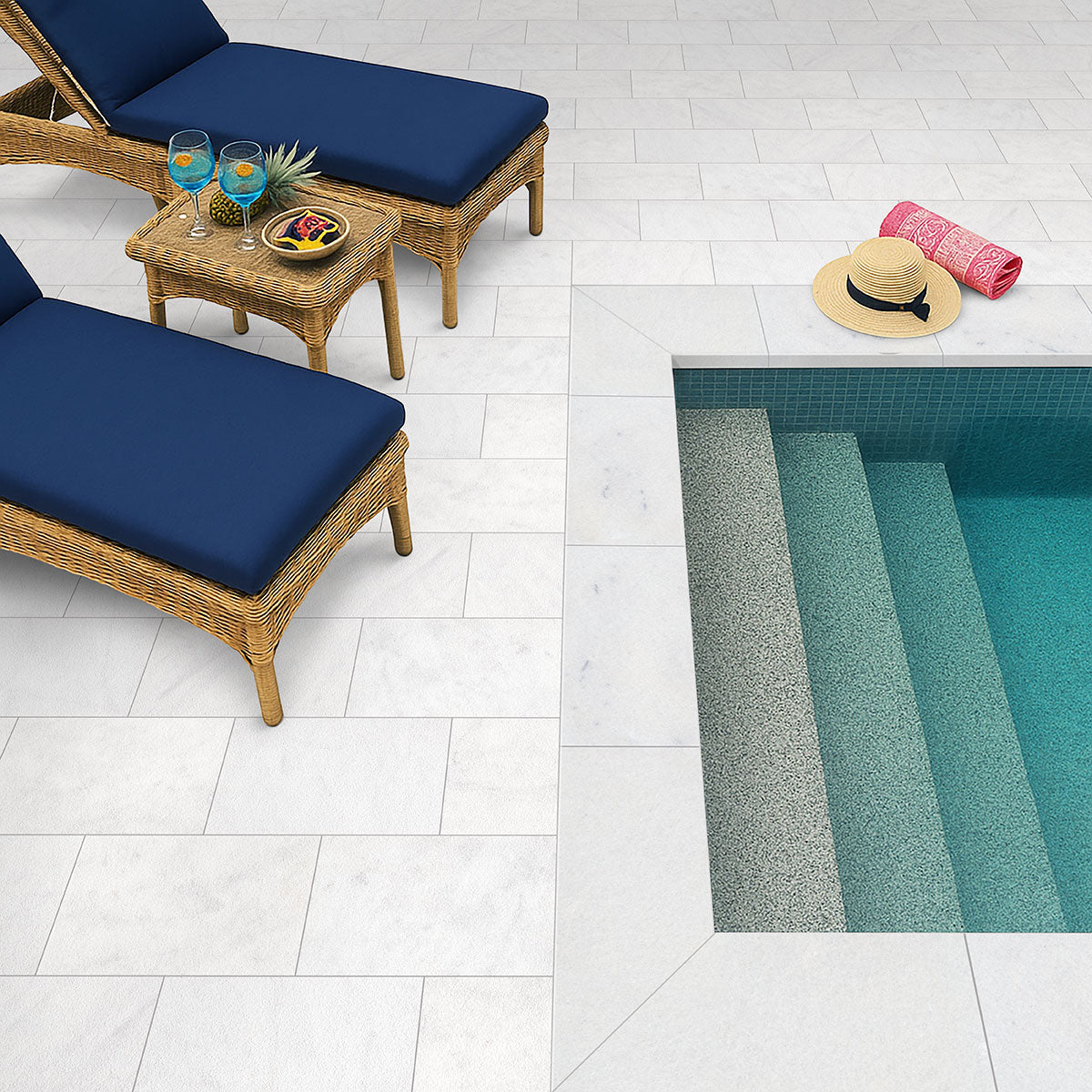 MSI Crystal White 16" x 24" x 3 cm Sandblasted Marble Paver - lifestyle view 1