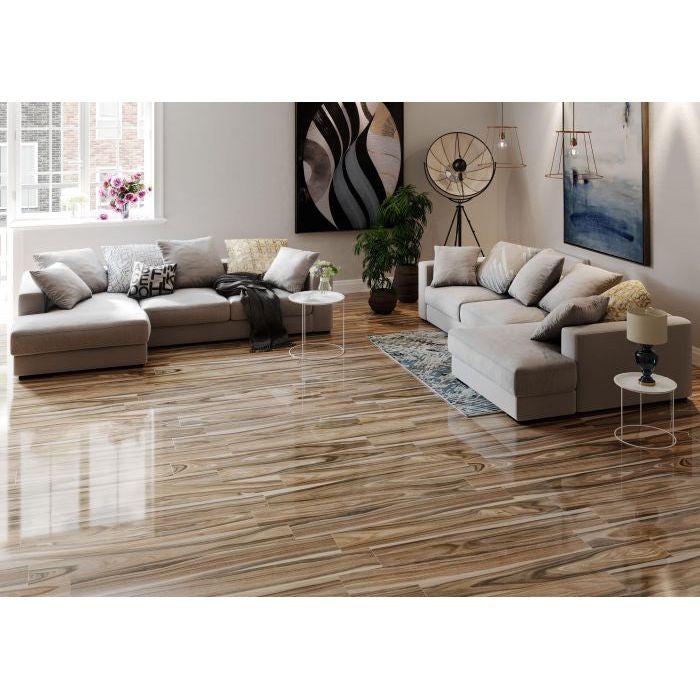 Dellano Deep Bark 8 x 48 Porcelain Tile - Hey Tiles