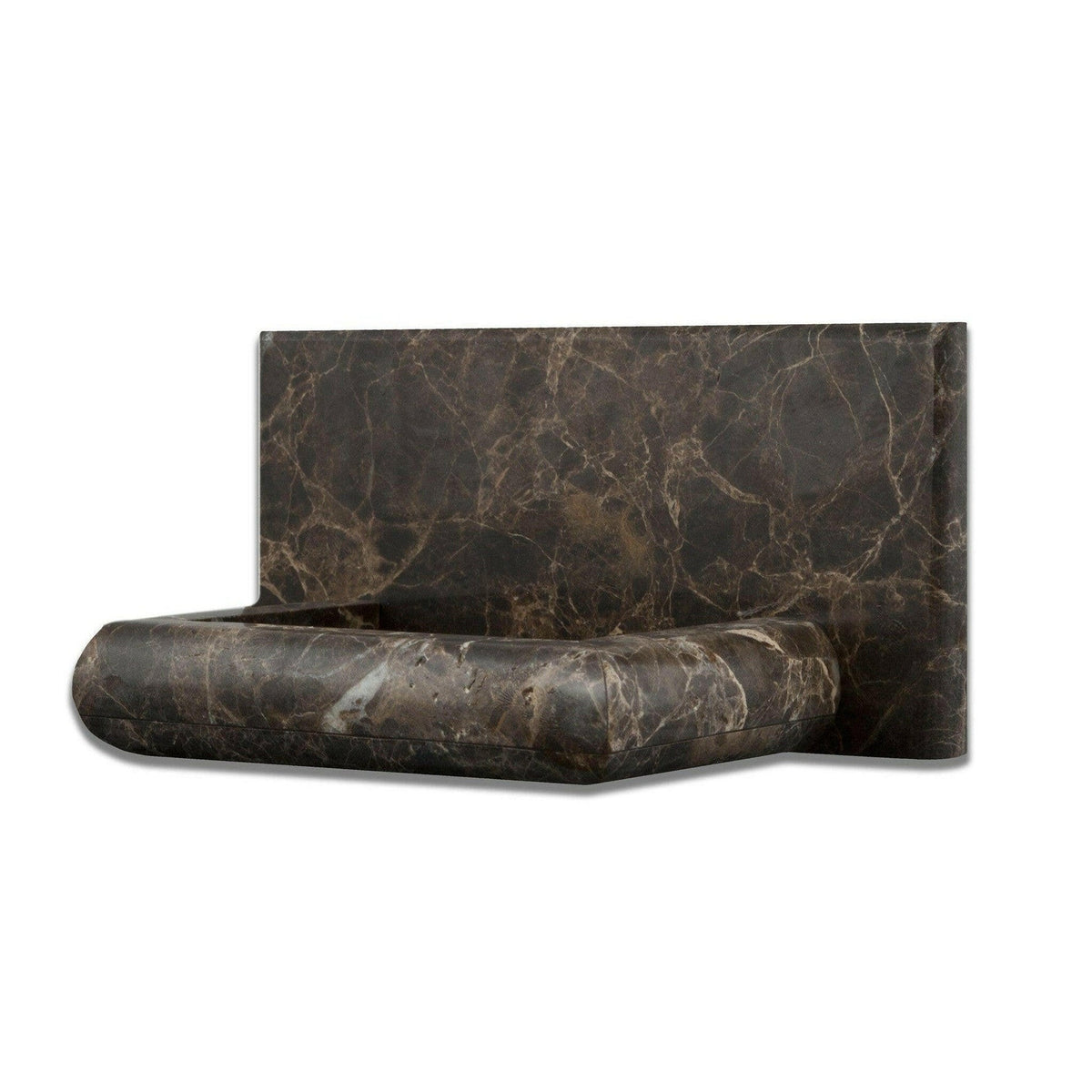 Emperador Dark marble polished soap holder front view