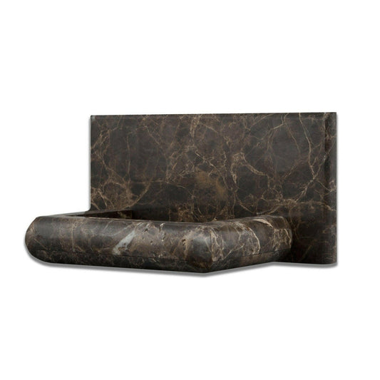 Emperador Dark marble polished soap holder front view