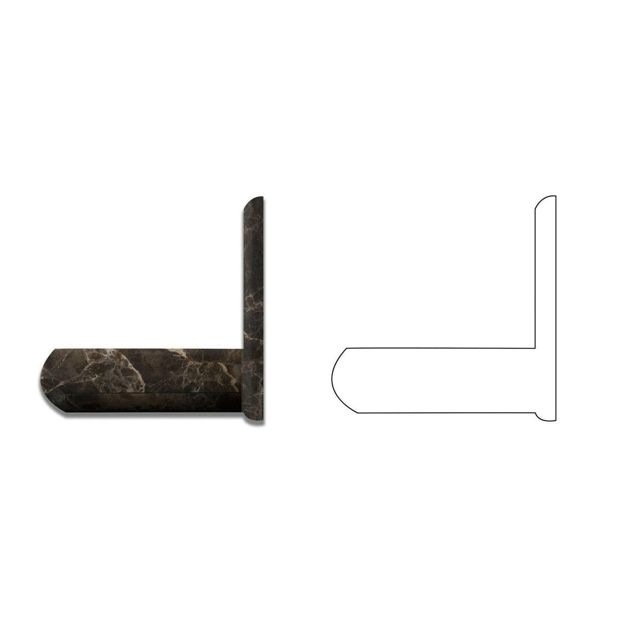 Emperador Dark marble polished soap holder technical profile