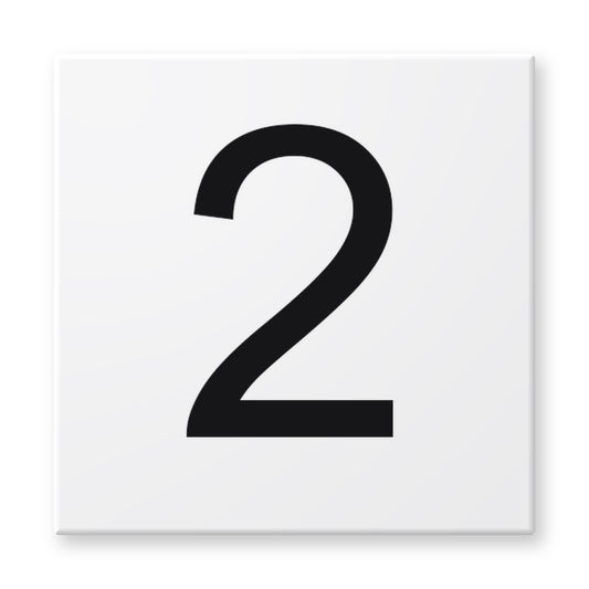 Fujiwa 6x6 pool depth marker tile #2 – white porcelain, black lettering