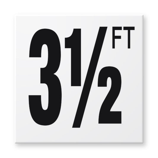 Fujiwa 6x6 pool depth marker tile 3 1/2 Feet – white porcelain, black lettering
