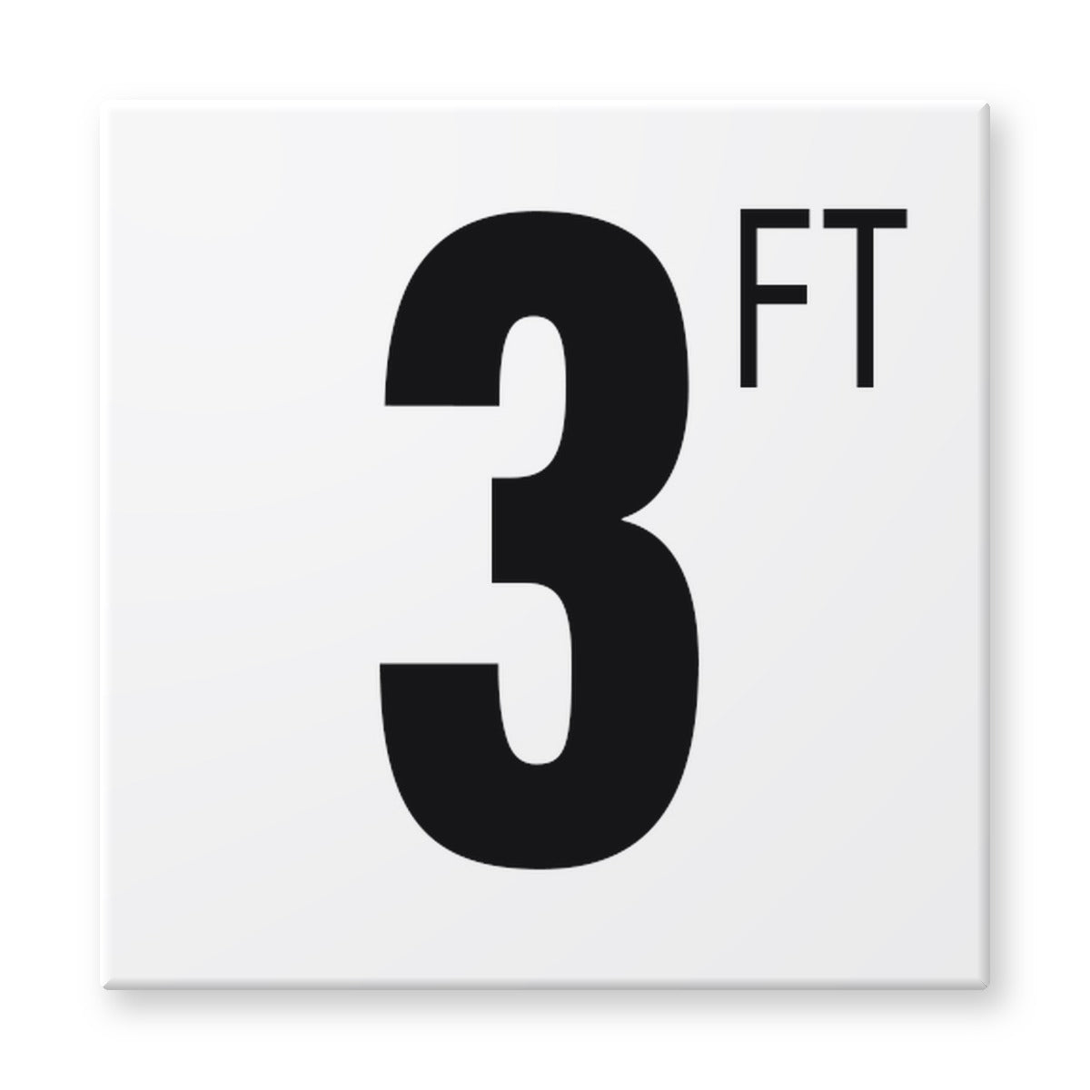 Fujiwa 6x6 pool depth marker tile 3 Feet – white porcelain, black lettering