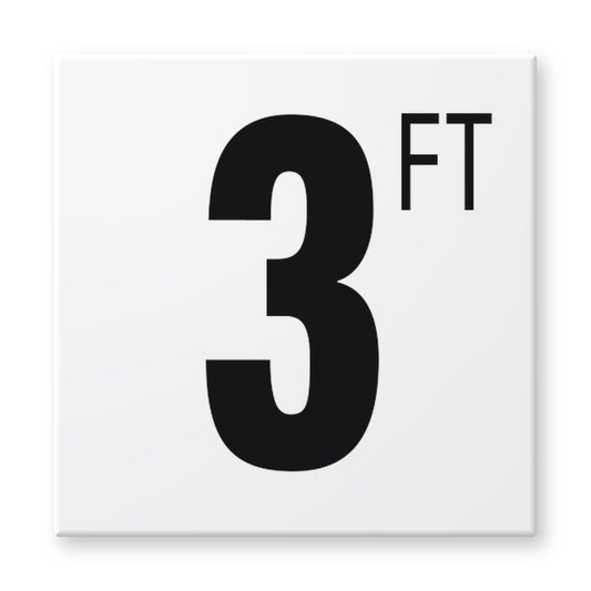 Fujiwa 6x6 pool depth marker tile 3 Feet – white porcelain, black lettering