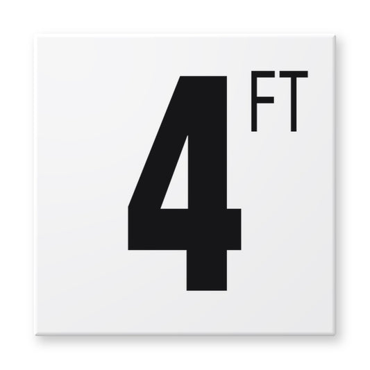 Fujiwa 6x6 pool depth marker tile 4 Feet – white porcelain, black lettering