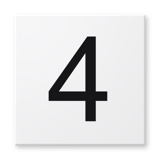 Fujiwa 6x6 pool depth marker tile #4 – white porcelain, black lettering
