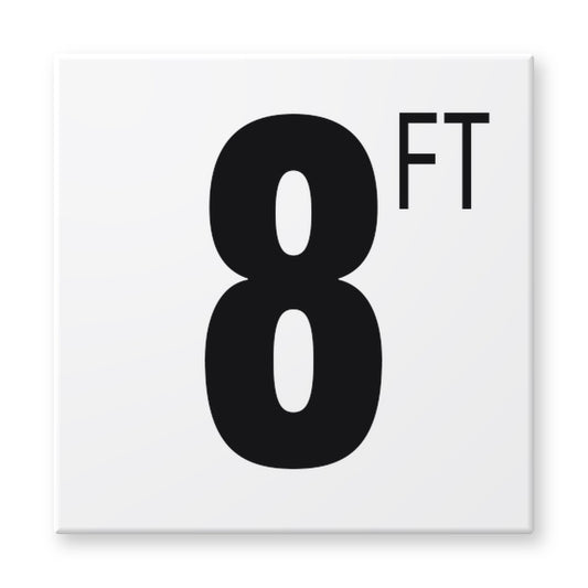 Fujiwa 6x6 pool depth marker tile 8 Feet – white porcelain, black lettering