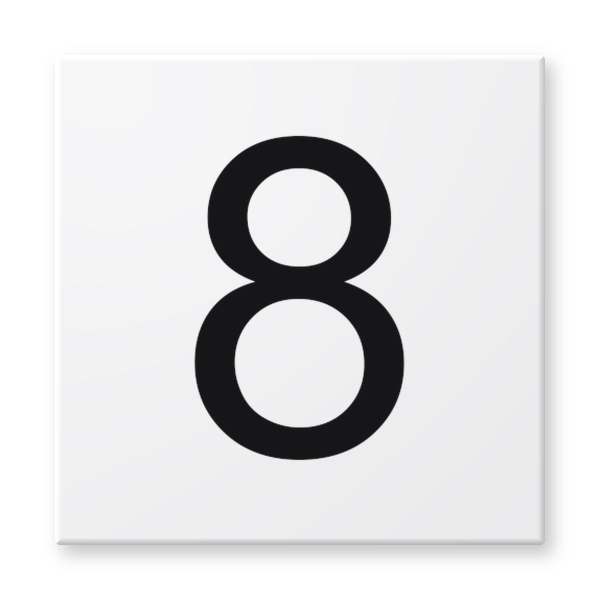 Fujiwa 6x6 pool depth marker tile #8 – white porcelain, black lettering