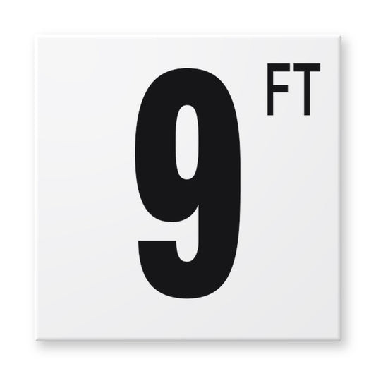 Fujiwa 6x6 pool depth marker tile 9 Feet – white porcelain, black lettering