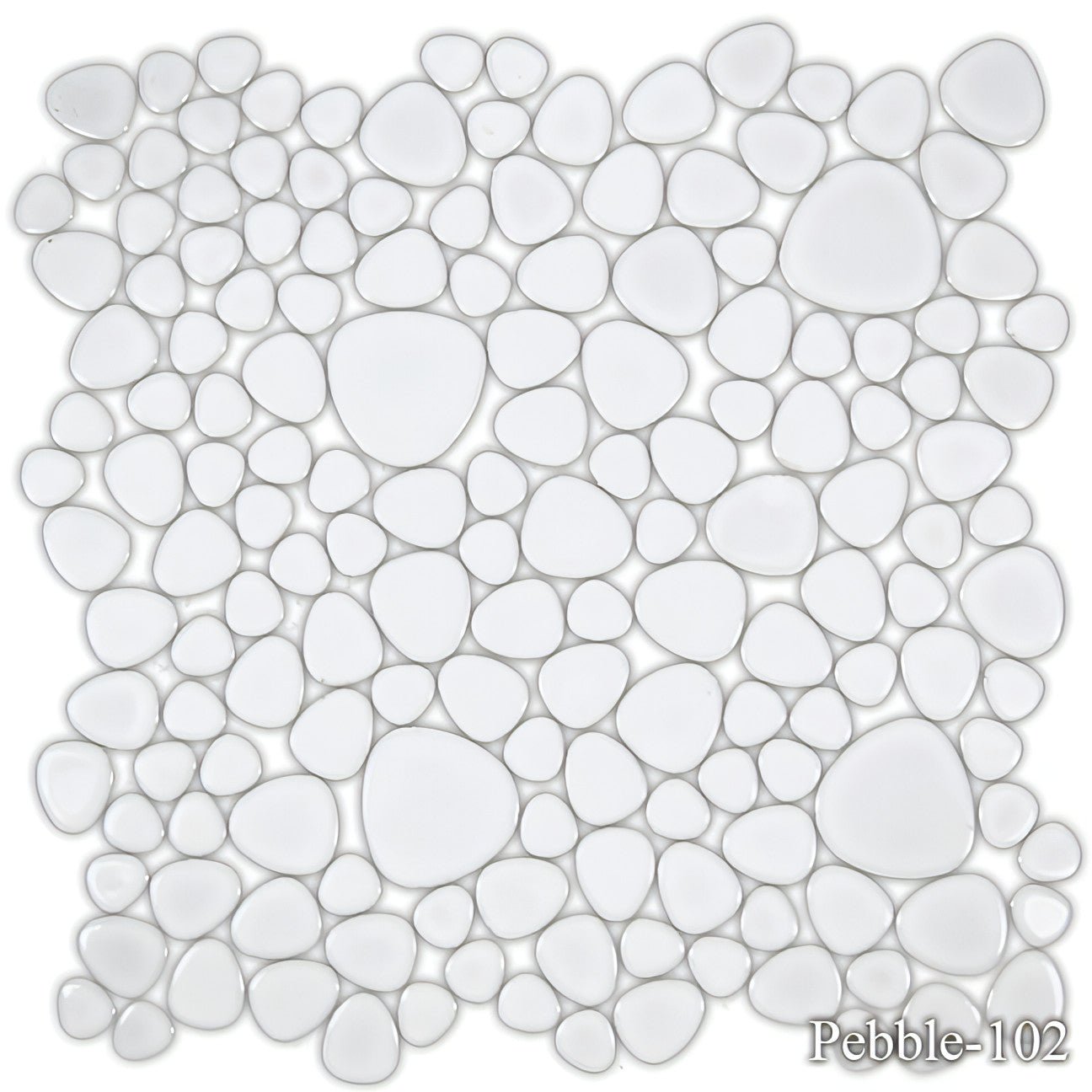 Fujiwa Peb Royal White, Mixed Porcelain Pebble, Heart Shaped Pool Tile - Hey Tiles