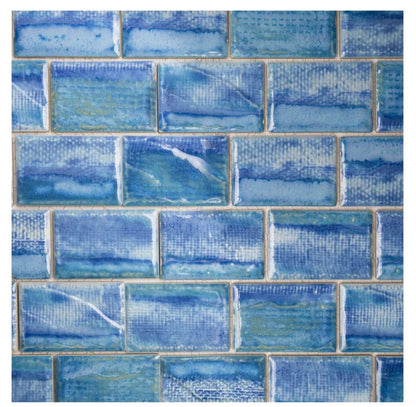 Fujiwa Tokyo Ice Blue 2X3 Rectangle Semi Gloss Porcelain Mosaic - Hey Tiles