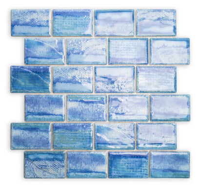 Fujiwa Tokyo Ice Blue 2X3 Rectangle Semi Gloss Porcelain Mosaic - Hey Tiles