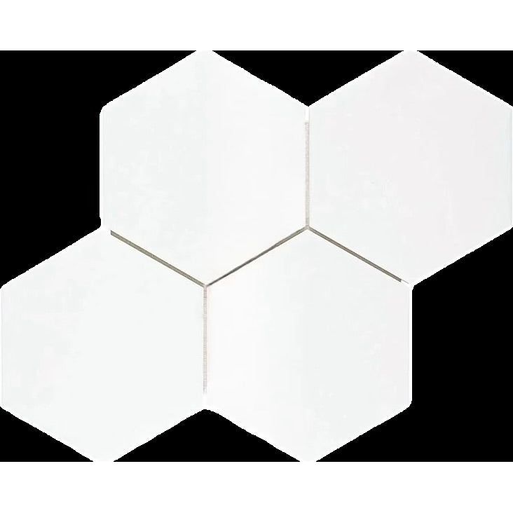 Greek Thassos White Marble 6" X 6" Hexagon Mosaic - Hey Tiles