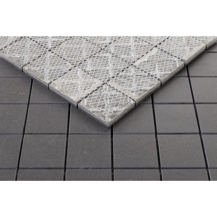 Grey Dark Matte Mosaic 12 x 12 - Hey Tiles