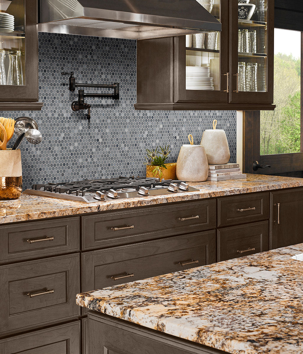 MSI Grigio Mix Penny Round kitchen backsplash